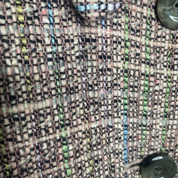 TAHARI Pink Black Mint and Blue tweed Two pocket classic Blazer Size Size 10 - Picture 6 of 7